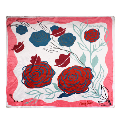 Lips and Roses Sherpa-Lined Throw